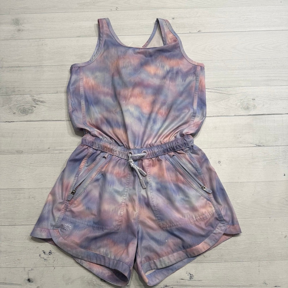 Athleta girl tank top romper tie dye pink blue purple‎ size small 7
